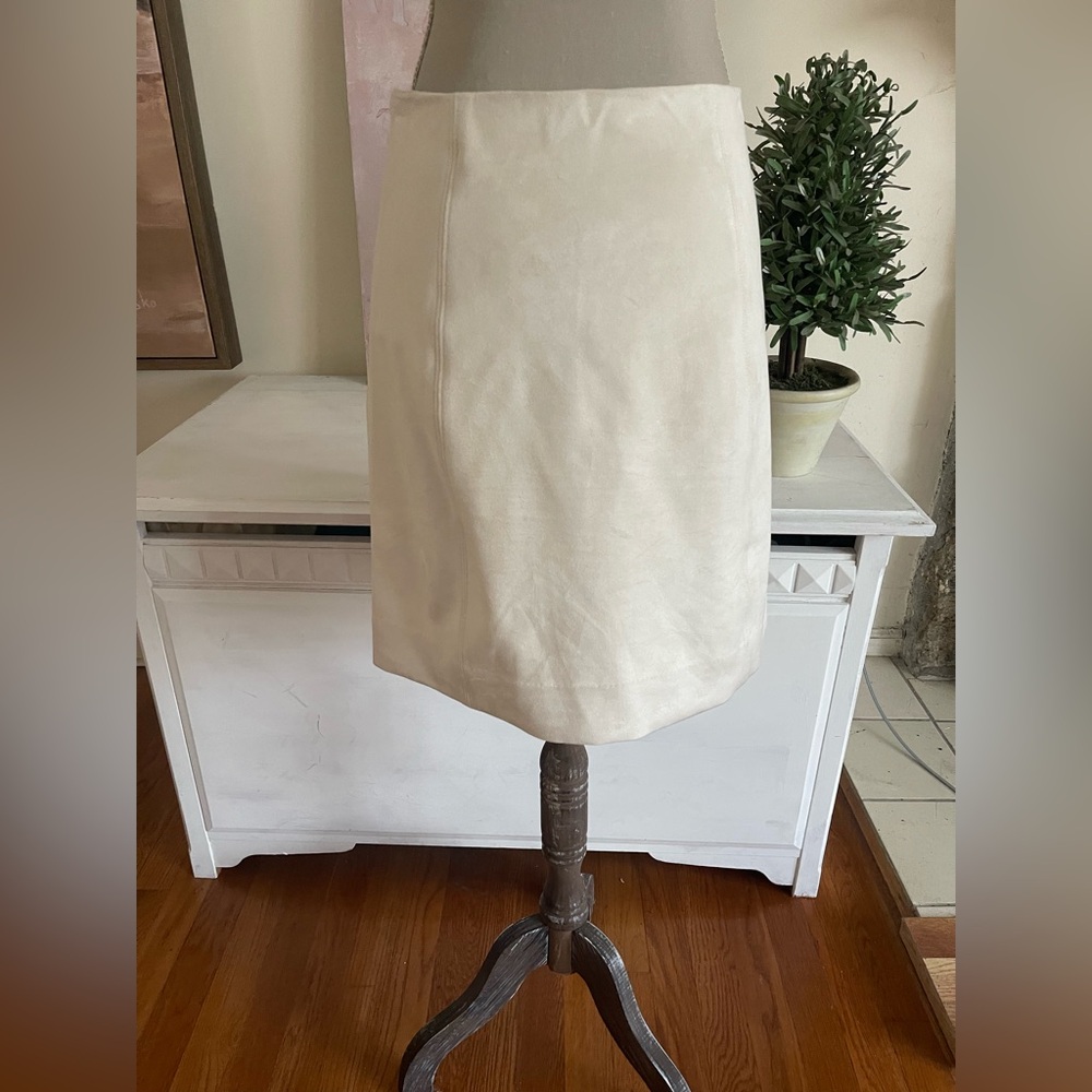 Free People Cream Leatherette Mini Skirt
